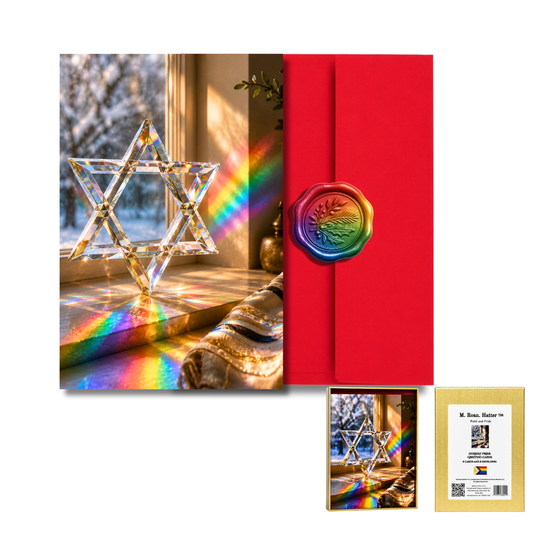 Faith and Pride Boxed Holiday Card Set - Rainbow Star of David (8-Pack)