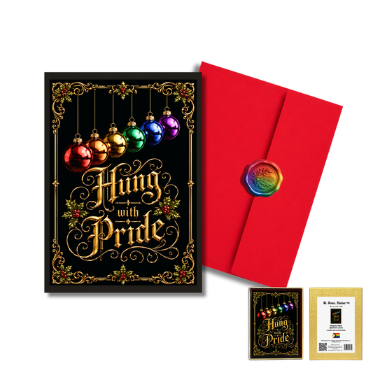 Hung With Pride Holiday Cards – Rainbow Ornament Christmas Set (8 Pack)