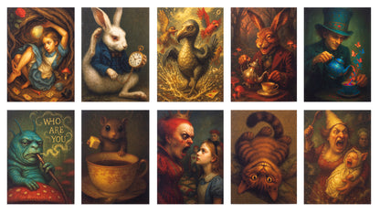 Alice in Wonderland Greeting Cards – Box A - 10 Cards and 10 Envelopes