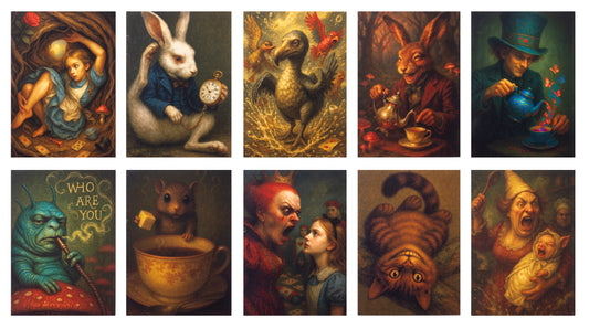 Alice in Wonderland Greeting Cards – Box A - 10 Cards and 10 Envelopes