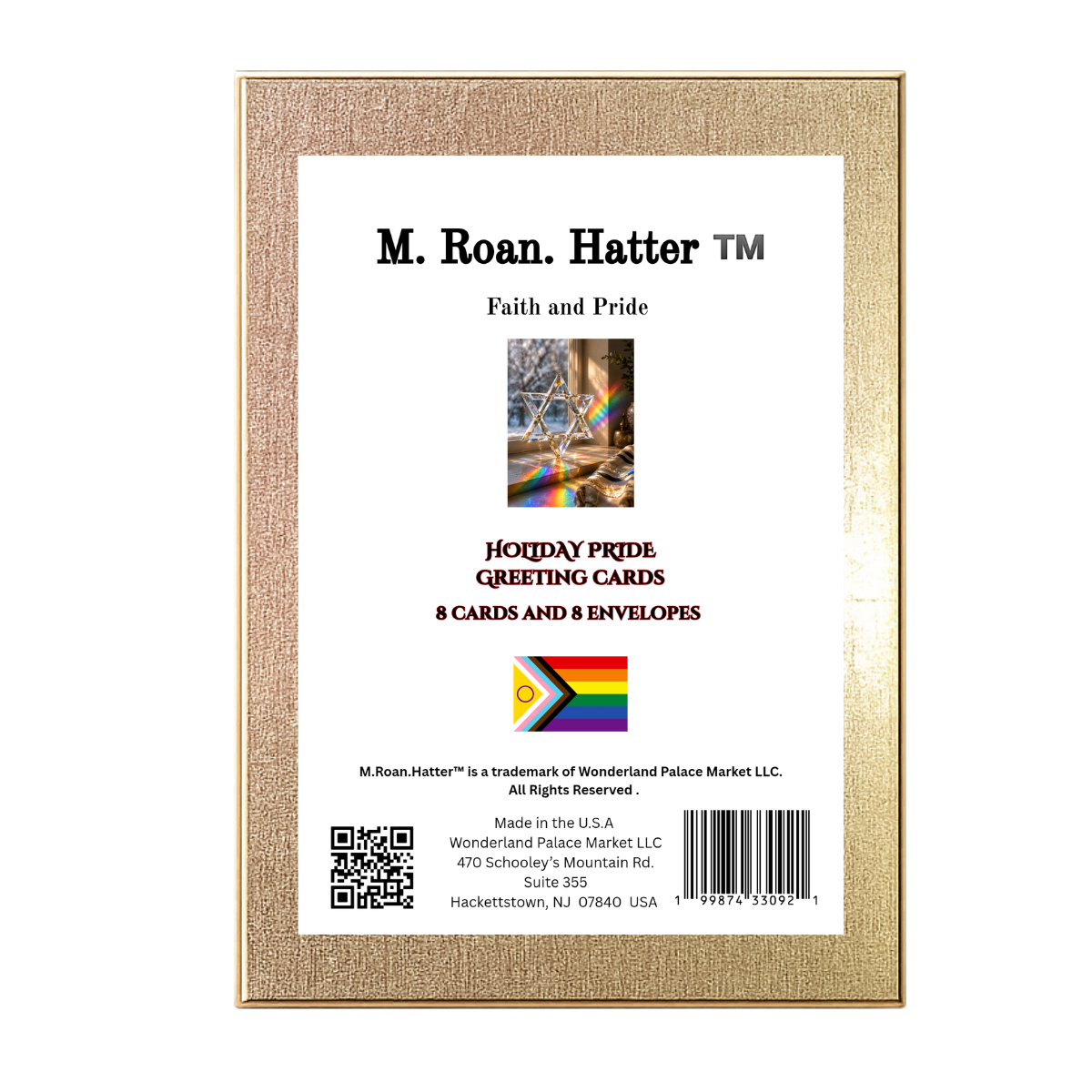 Faith and Pride Boxed Holiday Card Set - Rainbow Star of David (8-Pack)
