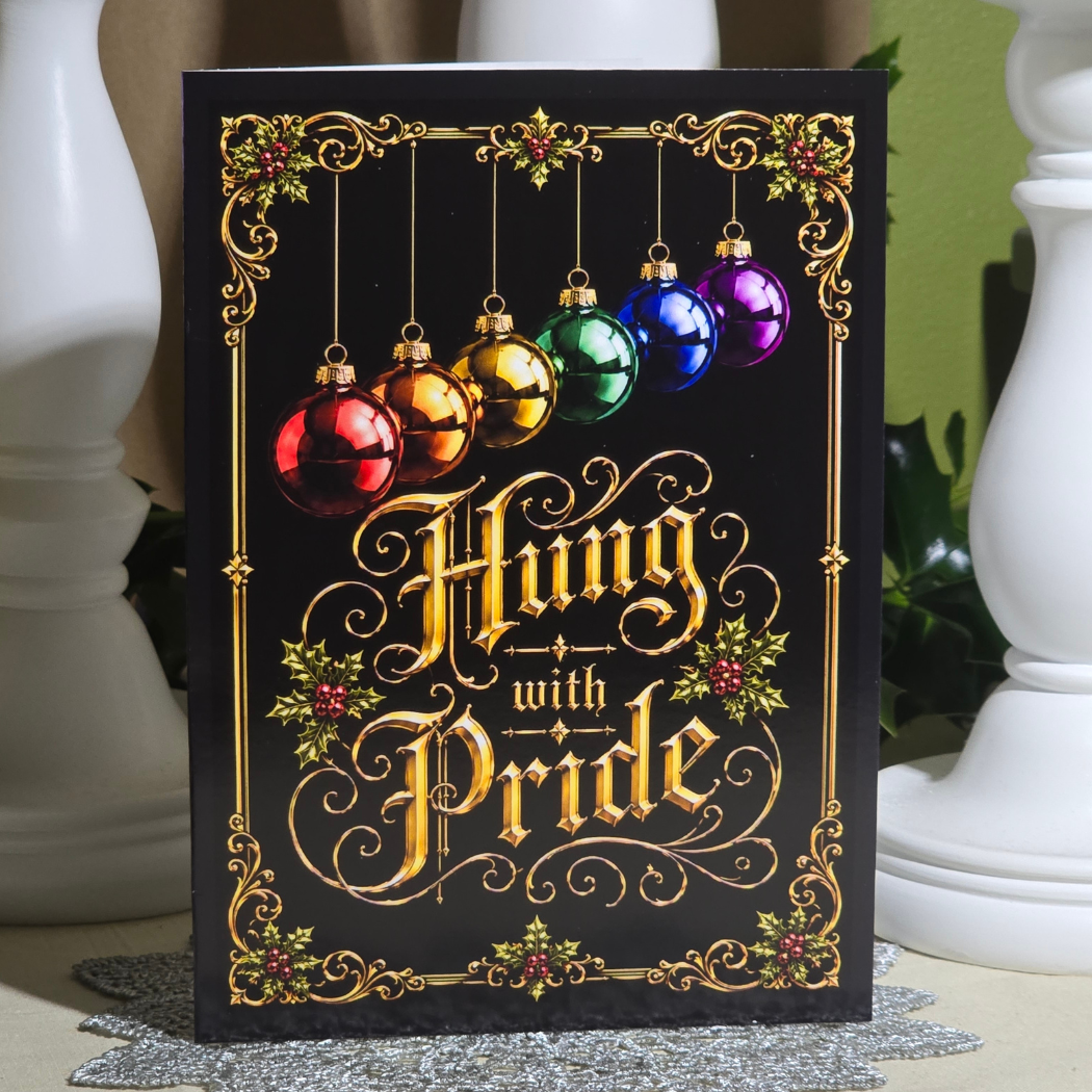 Hung With Pride Holiday Cards – Rainbow Ornament Christmas Set (8 Pack)