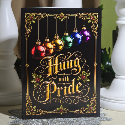 Hung With Pride Holiday Cards – Rainbow Ornament Christmas Set (8 Pack)