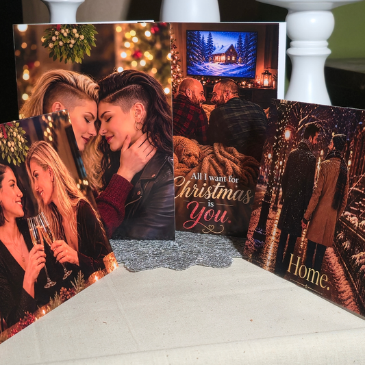 The Couples Pride Holiday Cards – LGBTQ+ Couples Christmas Set (8 Cards, 4 Designs)